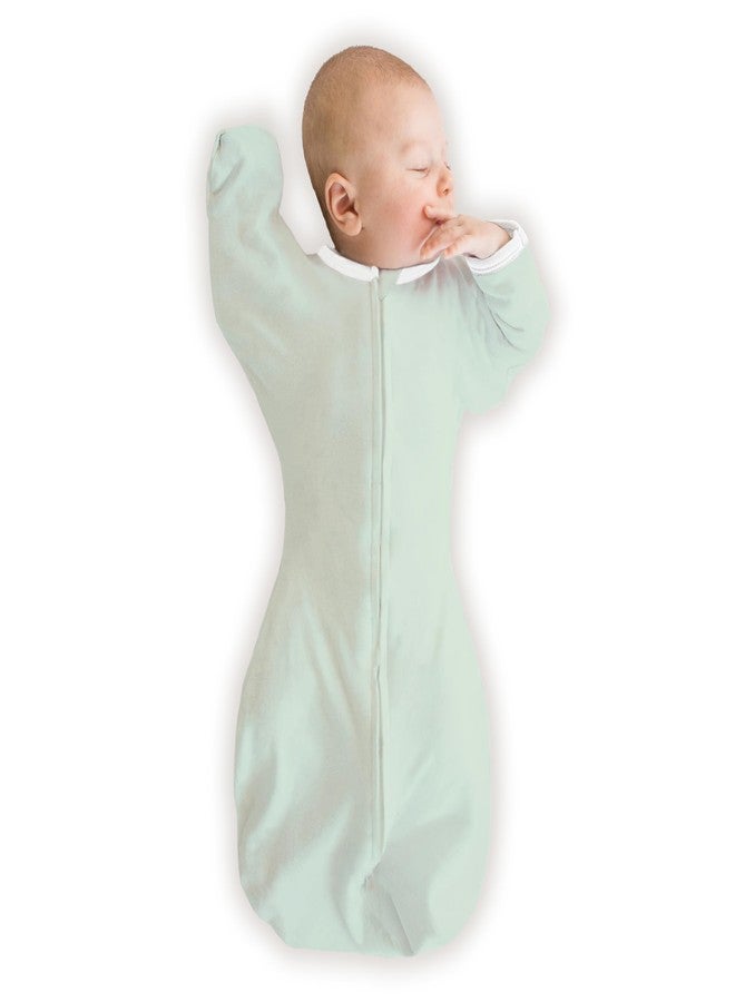 SwaddleDesigns Organic Transitional Swaddle Sack, Arms Up Swaddle with Half-Length Sleeves & Mitten Cuffs, Medium, 3-6 Months, 14-21 lbs, Soft Jadeite - Image 1